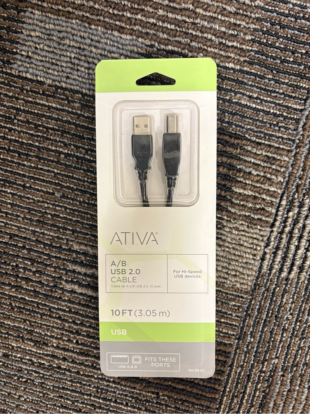 10ft Black USB 2.0 A/B Printer Cable